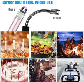 img 1 attached to USB Rechargeable Candle Lighter: Long Arc Flameless Lighter with Safe Button for Candle, BBQ Grill, Fireworks, Cooking - Blue & Rose Gold 2Pcs