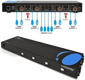 img 2 attached to 🔌 OREI 4K 4x4 HDMI Extender Matrix - UltraHD 4K @ 60Hz 4:4:4 Over Single CAT5e/6/7 Cable with HDR Switcher & IR Control - Up to 230 Ft Range - 1080P Downscale - 4 x Loop Out - 4 Receivers Included