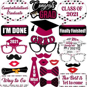 img 4 attached to Maroon Graduation Photo Booth Props 2021 - DIY Required, Burgundy Grad Props 2021, Grad Decorations Maroon and White 2021, Best is Yet to Come Grad Party Pose Sign, Class of 2021 Decor