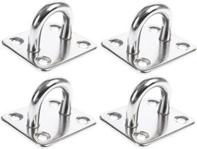 img 4 attached to Homgaty Heavy Duty Pad Eye Plate - Set of 4, 6mm, 304 Stainless Steel Ceiling Hook Wall Mount Ring Hooks - Marine Hanging Hardware Staple Hook Loop Oblong