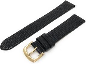 img 4 attached to Stylish and Durable: Black Lizard Grain Watchband for Watches