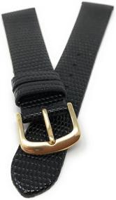 img 3 attached to Stylish and Durable: Black Lizard Grain Watchband for Watches