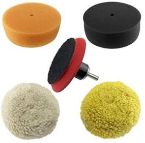 img 2 attached to 🚗 5-Piece Ultimate 3-Inch Car Buffing and Polishing Pad Kit - Transform Your Drill into a Power Polisher - Foam and Wool Pads - Hook and Loop Backing Pad with Adapter