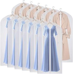 img 4 attached to 👗 Kntiwiwo 60-inch Dress Garment Bags with Zipper - Set of 12, Dust-Proof Suit Protector Cover Bag for Long Dresses, Suits, Coats - Closet Clothes Storage Solution