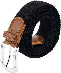 img 4 attached to 👔 Flexible Fashion: Maikun Elastic Black Buckle Stretch Men's Accessories and Belts