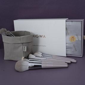 img 3 attached to 🎒 Organizer Bag Included! Light Purple Vegan Makeup Brush Set - Professional Cosmetic Brushes with Synthetic Hair, Cruelty Free, Fiber Bristles