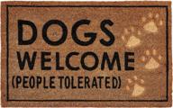 mud pie dog-friendly coir door mat - welcoming doormat logo