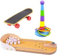 mini desktop bowling toy with training rings, skateboard stand, and perch – ideal for parakeet, cockatiel, conure, caique, cockatoo, and eclectus (3pcs parrot toys) logo