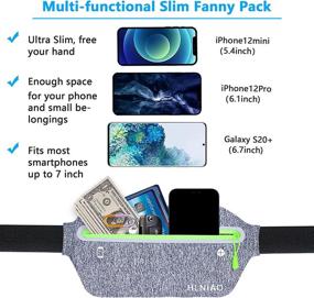 img 3 attached to 🏃 HLNIAO Slim Running Belt Fanny Pack: Fitness Waist Bag for iPhone13 12 11 X XR Pro – Ultra Light Runners Belt for Men & Women in Gray