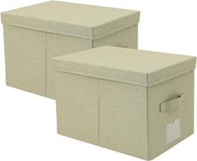 img 4 attached to 📚 Green Stackable A3 Storage Bins with Rigid Lid – Pack of 2 for Bookshelf, Bookcase, and Office Organization