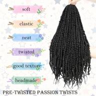 🔥 подлинные волосы passion twist в упаковке 7 штук: 22 дюйма мягких, длинных бохемских пассивных стилей – предварительно скрученные синтетические волосы для плетения (98 косичек, 1b) логотип