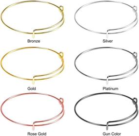 img 2 attached to 📿 Tamicy 90 Pcs Expandable Bangle Charms Bracelets - Adjustable Stainless Steel Wire Bracelets for DIY Jewelry Making in 6 Colors (Silver, Gold, Rose Gold, White, Black, Antique Bronze)