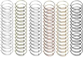 img 4 attached to 📿 Tamicy 90 Pcs Expandable Bangle Charms Bracelets - Adjustable Stainless Steel Wire Bracelets for DIY Jewelry Making in 6 Colors (Silver, Gold, Rose Gold, White, Black, Antique Bronze)