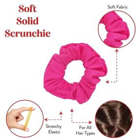 img 2 attached to 💖 Stylish Set of 2 Solid Scrunchies in Hot Pink - Add an Elegant Touch to Your Hair