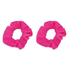 img 4 attached to 💖 Stylish Set of 2 Solid Scrunchies in Hot Pink - Add an Elegant Touch to Your Hair