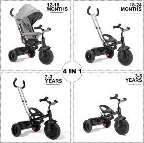 img 3 attached to 🚴 GLAF 4-in-1 Toddler Tricycles Kids Trike for Boys and Girls, Stroller Tricycle for Ages 1 to 6 Years - Adjustable Push Handle, Removable Canopy, and Push Tricycle