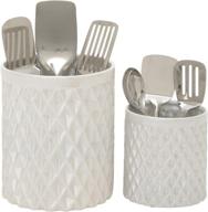 🍴 benzara 93675: stylish and functional ceramic kitchen utensil holder, set of 2 logo