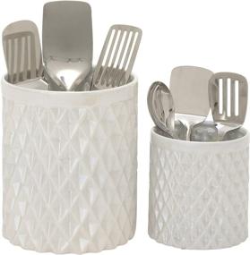 img 4 attached to 🍴 Benzara 93675: Stylish and Functional Ceramic Kitchen Utensil Holder, Set of 2