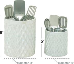 img 2 attached to 🍴 Benzara 93675: Stylish and Functional Ceramic Kitchen Utensil Holder, Set of 2