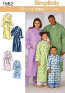 👘 simplicity 1562 easy to sew robe patterns for children, teens, and adults - youth sizes xs-l, adult sizes xs-xl logo