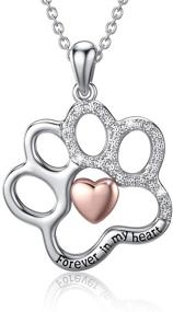 img 4 attached to 🐾 Sterling Silver Paw Print Heart Necklace - Forever in My Heart Puppy Necklace for Women and Girls