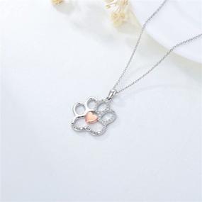 img 1 attached to 🐾 Sterling Silver Paw Print Heart Necklace - Forever in My Heart Puppy Necklace for Women and Girls