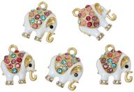 jgfinds elephant charm pendants - 5 pack: sparkling rhinestones & enamel, ¾ inch - diy jewelry making supplies logo