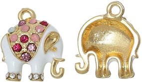 img 1 attached to JGFinds Elephant Charm Pendants - 5 Pack: Sparkling Rhinestones & Enamel, ¾ Inch - DIY Jewelry Making Supplies