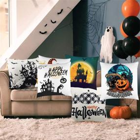 img 2 attached to 🎃 4Pcs Sublimation Blank Pillow Cases with Invisible Zippers for DIY Printing – Assorted Halloween Patterns (15.7x15.7 Inches)
