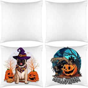 img 4 attached to 🎃 4Pcs Sublimation Blank Pillow Cases with Invisible Zippers for DIY Printing – Assorted Halloween Patterns (15.7x15.7 Inches)