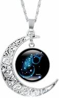 🌙 celtic knot moon crescent resin crystal pendant necklace, rhodium plated, ideal for cocktail parties, constellation stars logo