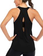 ictive women's cross backless workout tops for women - racerback tank tops with open back - running tank tops - muscle tank yoga shirts логотип