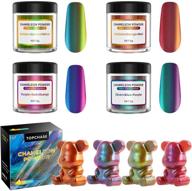 🌈 chameleon epoxy resin powder: 4 colors shifting mica pigment for painting, soap making, bath bombs, candle making, cosmetics, nail polish, and slime logo