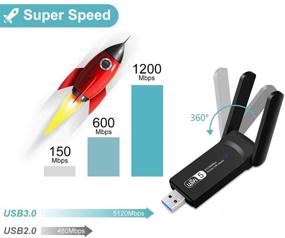 img 3 attached to 📶 Aigital Wireless USB WiFi Adapter for PC, 1200Mbps Dual Band Network Adapter with High Gain Antenna - Compatible with Windows & Mac