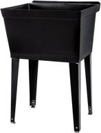 js jackson supplies 19 gallon utility sink laundry tub with adjustable metal legs - heavy duty shop sink for laundry room, basement, or garage workshop (black) - faucet not included logo