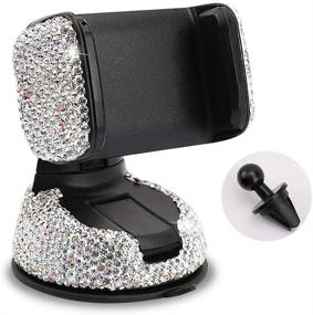 img 4 attached to 💎 Add a Touch of Sparkle: Rhinestone Crystal Car Phone Mount for Dashboard, Windshield, and Air Vent (TY1)