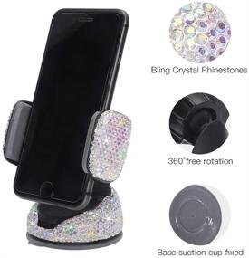 img 3 attached to 💎 Add a Touch of Sparkle: Rhinestone Crystal Car Phone Mount for Dashboard, Windshield, and Air Vent (TY1)