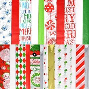img 4 attached to 🎁 200 Bulk Christmas Tissue Paper Wrapping Sheets - 20"x20" - Assorted 17 Colors - Metallic and Printed Designs - Perfect Gift Wrapping Accessory for Christmas Gifts and Wine Bottles