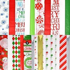 img 3 attached to 🎁 200 Bulk Christmas Tissue Paper Wrapping Sheets - 20"x20" - Assorted 17 Colors - Metallic and Printed Designs - Perfect Gift Wrapping Accessory for Christmas Gifts and Wine Bottles