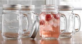 img 1 attached to 🍺 Set of 4 Glaver's Old Fashioned 16 oz Glass Mugs with Handles and Lids - Original Mason Jar Pint Sized Cup Set