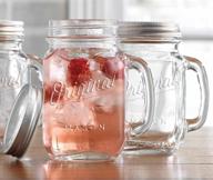 🍺 set of 4 glaver's old fashioned 16 oz glass mugs with handles and lids - original mason jar pint sized cup set logo