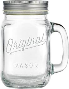 img 3 attached to 🍺 Set of 4 Glaver's Old Fashioned 16 oz Glass Mugs with Handles and Lids - Original Mason Jar Pint Sized Cup Set