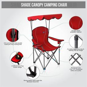 img 2 attached to 🪑 ALPHA CAMP Folding Camping Recliner Chair with Canopy - Supports up to 350 LBS