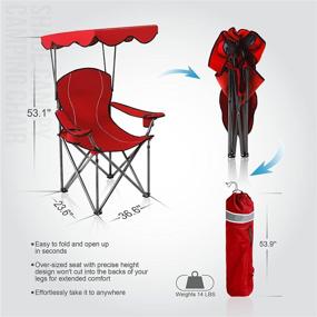 img 3 attached to 🪑 ALPHA CAMP Folding Camping Recliner Chair with Canopy - Supports up to 350 LBS