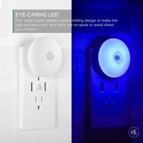 img 1 attached to 🌙 Smart Motion Sensor LED Night Light Set - Plug-In, Energy-Efficient, Diffused Blue Light, 2 Pack