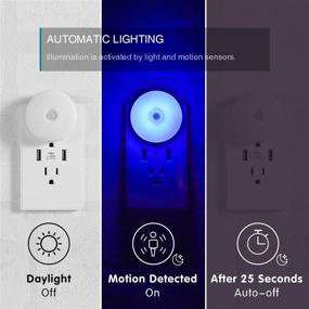 img 2 attached to 🌙 Smart Motion Sensor LED Night Light Set - Plug-In, Energy-Efficient, Diffused Blue Light, 2 Pack