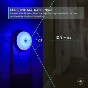 img 3 attached to 🌙 Smart Motion Sensor LED Night Light Set - Plug-In, Energy-Efficient, Diffused Blue Light, 2 Pack