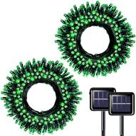 solar christmas lights outdoor 2-pack each 72ft 200 led 8 modes extra-long waterproof green wire solar powered twinkle fairy string lights for yard garden tree christmas party decorations (green) logo