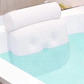 img 4 attached to 🛀 Luxurious FreshBasa Bath Pillow: Ultimate Hot Tub Spa Comfort with 4D Air Mesh Cushion for Neck, Shoulder, and Back Support - Securely Rests with 7 Non-Slip Suction Cups!