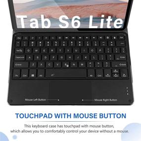 img 1 attached to 🔌 Samsung Galaxy Tab S6 Lite Keyboard Case: Backlit Bluetooth Touch Keyboard with Trackpad & 7-Color Backlight, Black